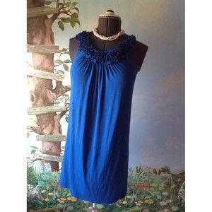 Signature London Style Women's Blue Sleeveless Dress Size Small